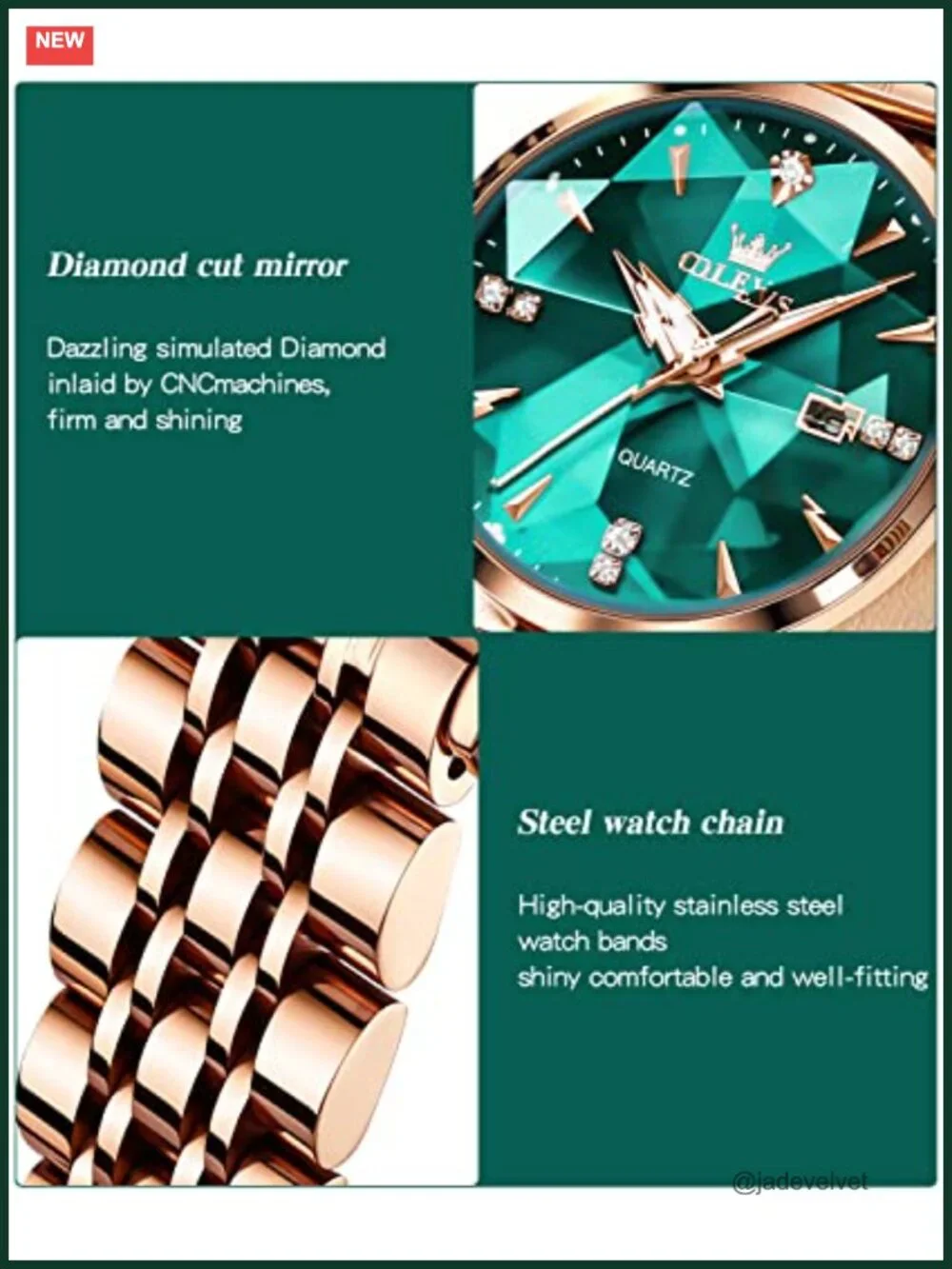 Quartz Dress Watch Waterproof Stainless Steel Adjustable Bracelet Date